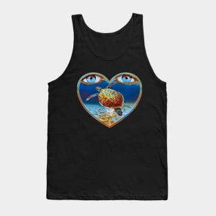 Sea turtle eye heart love Tank Top